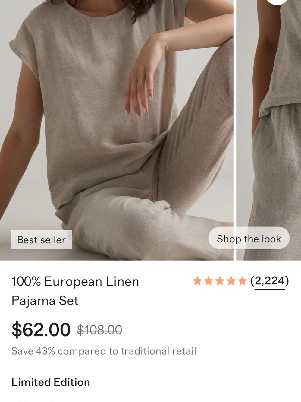 Quince brand Lightweight Neutral Linen Lounge Set